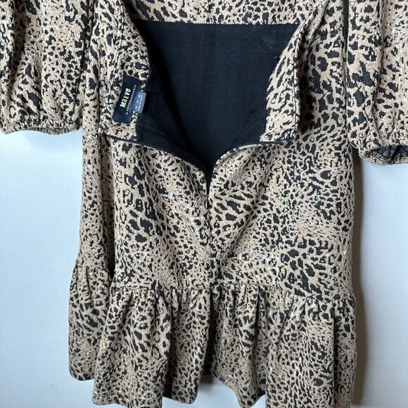 Anthropologie Maeve Leopard Animal Print Bow Cut Out Back Mini Dress Size 2 - Picture 14 of 16
